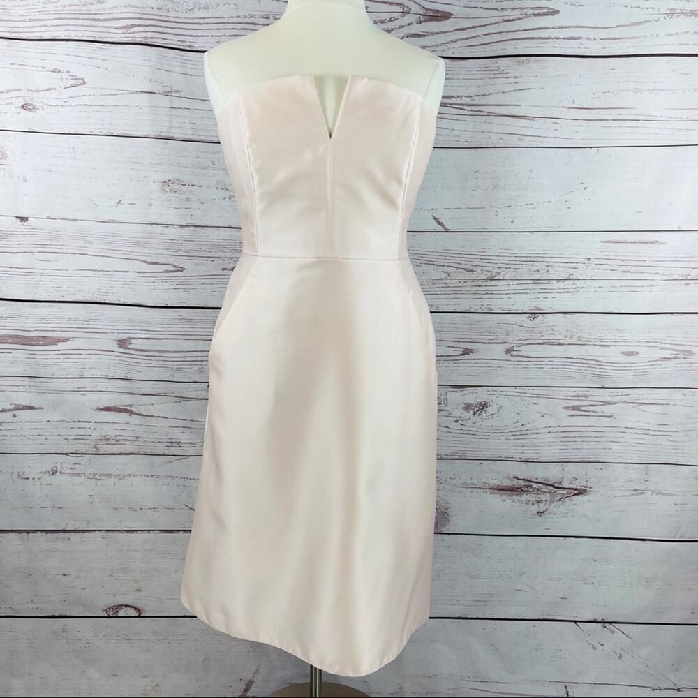 Alfred Sung blush strapless satin twill pockets NWT